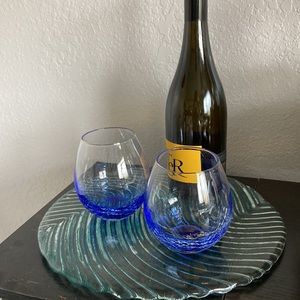 Blue Stemless Wine Glasses